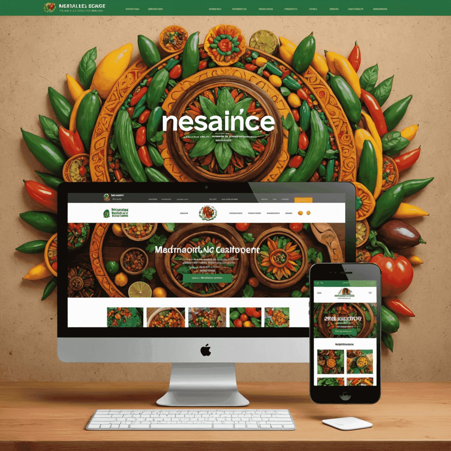 Imagen que muestra ejemplos de sitios web responsivos diseñados en México, con elementos culturales mexicanos integrados en los diseños